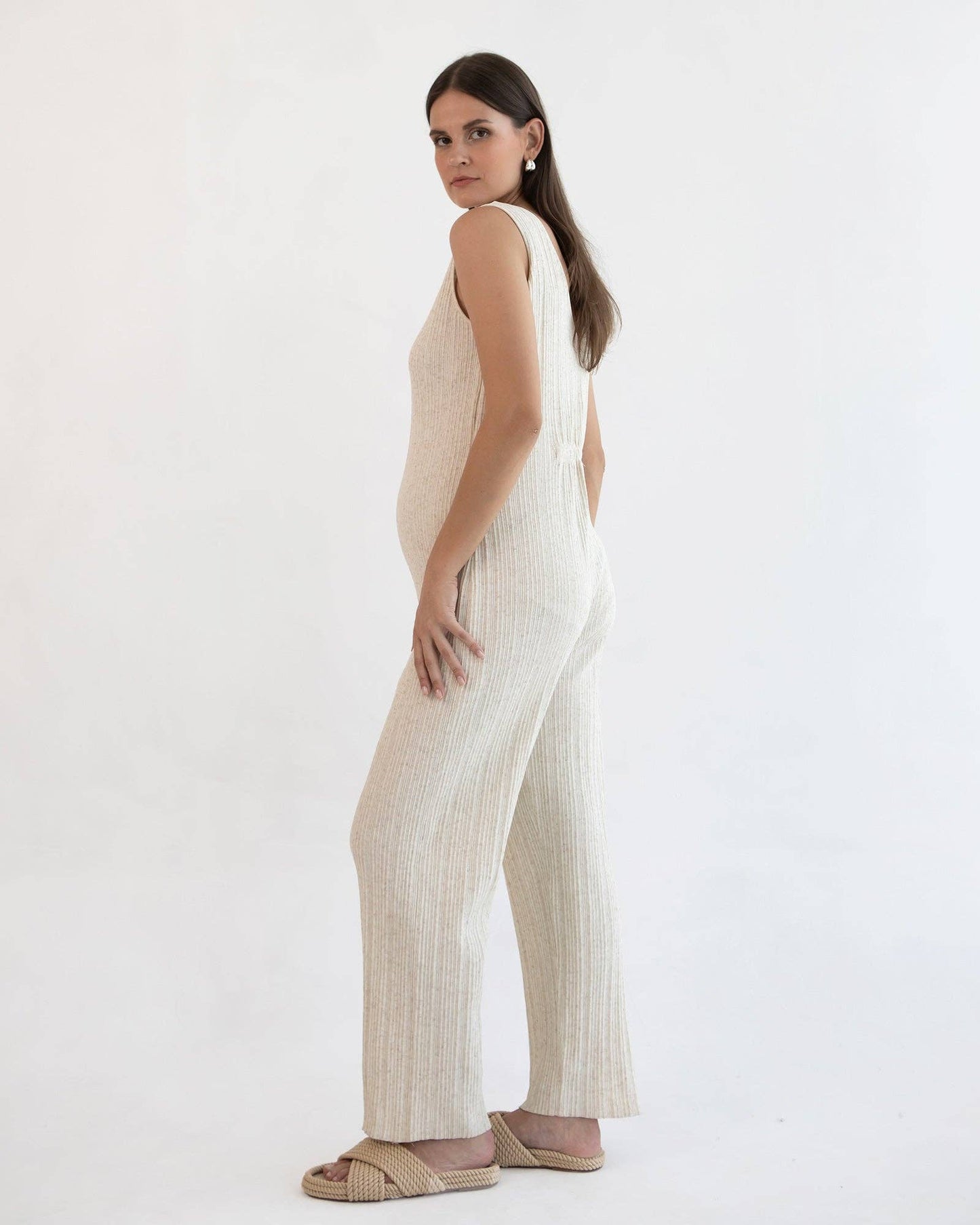 Collete Linen Knit Feeding Jumpsuit