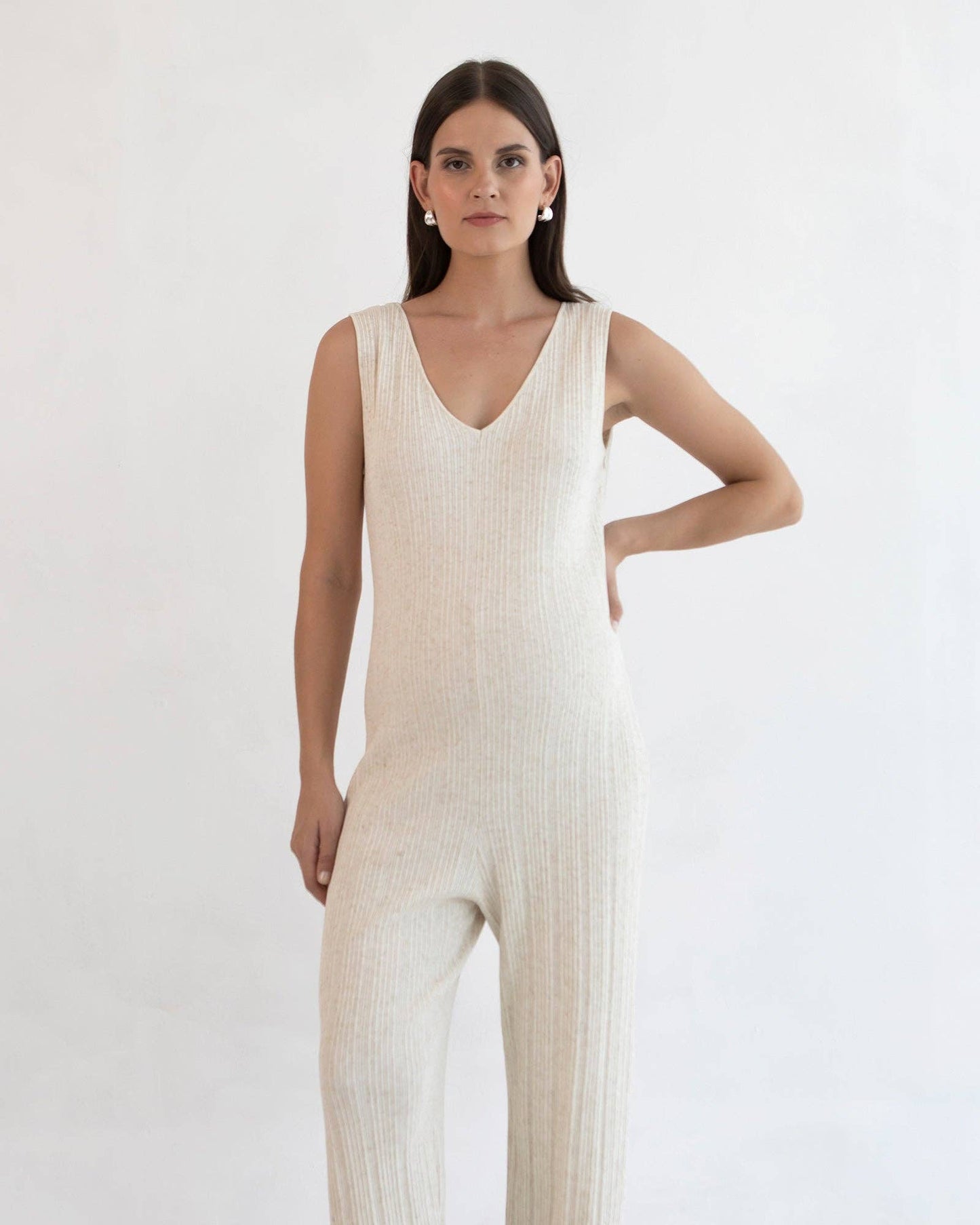 Collete Linen Knit Feeding Jumpsuit