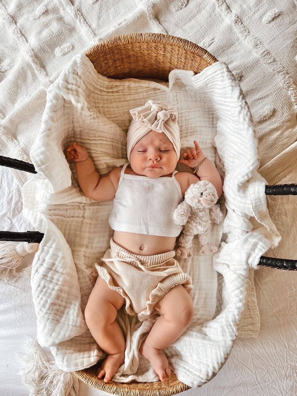 KNIT FRILL BLOOMERS - OAT