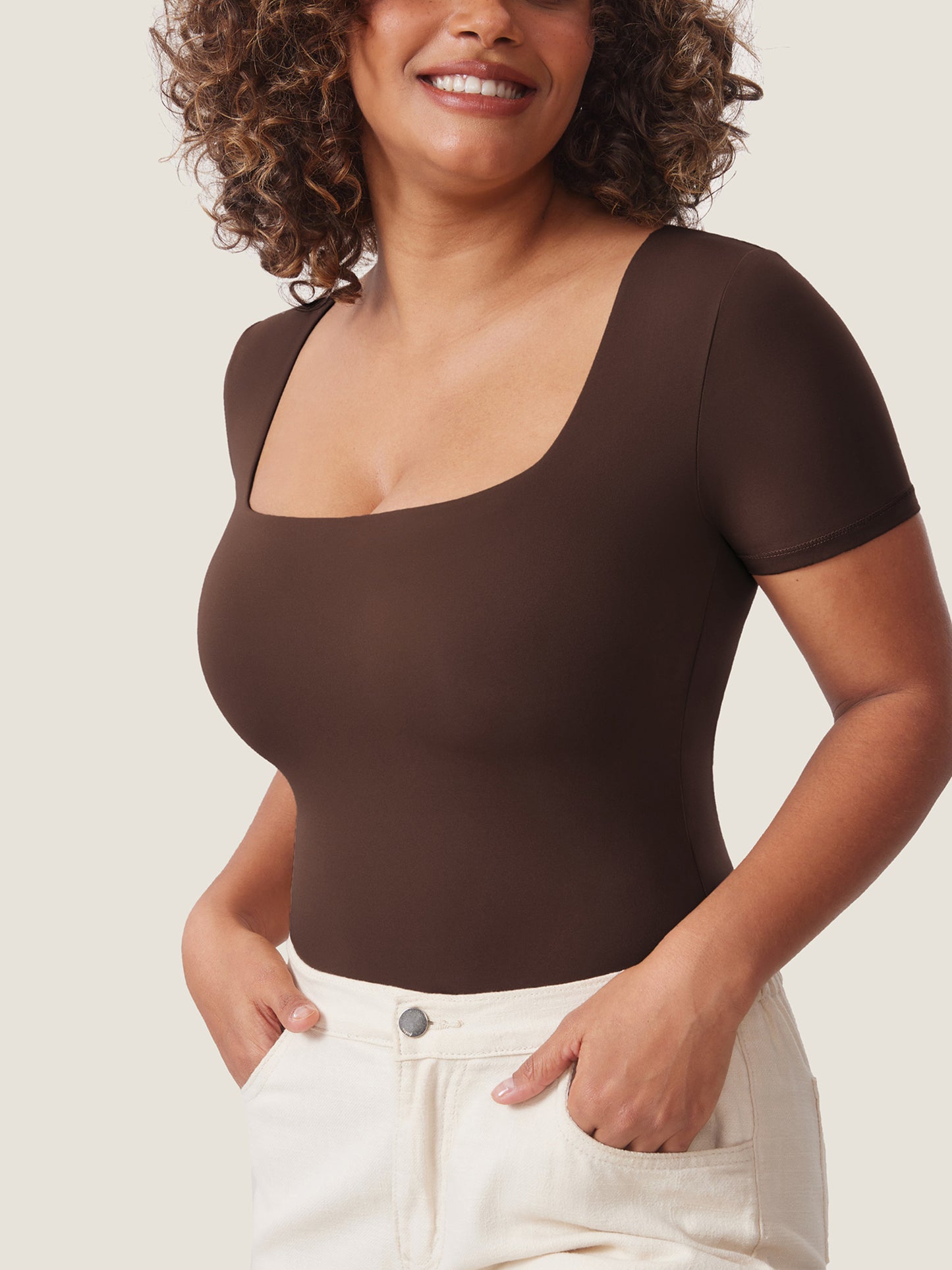 Square Neck Short Sleeve Bodysuit