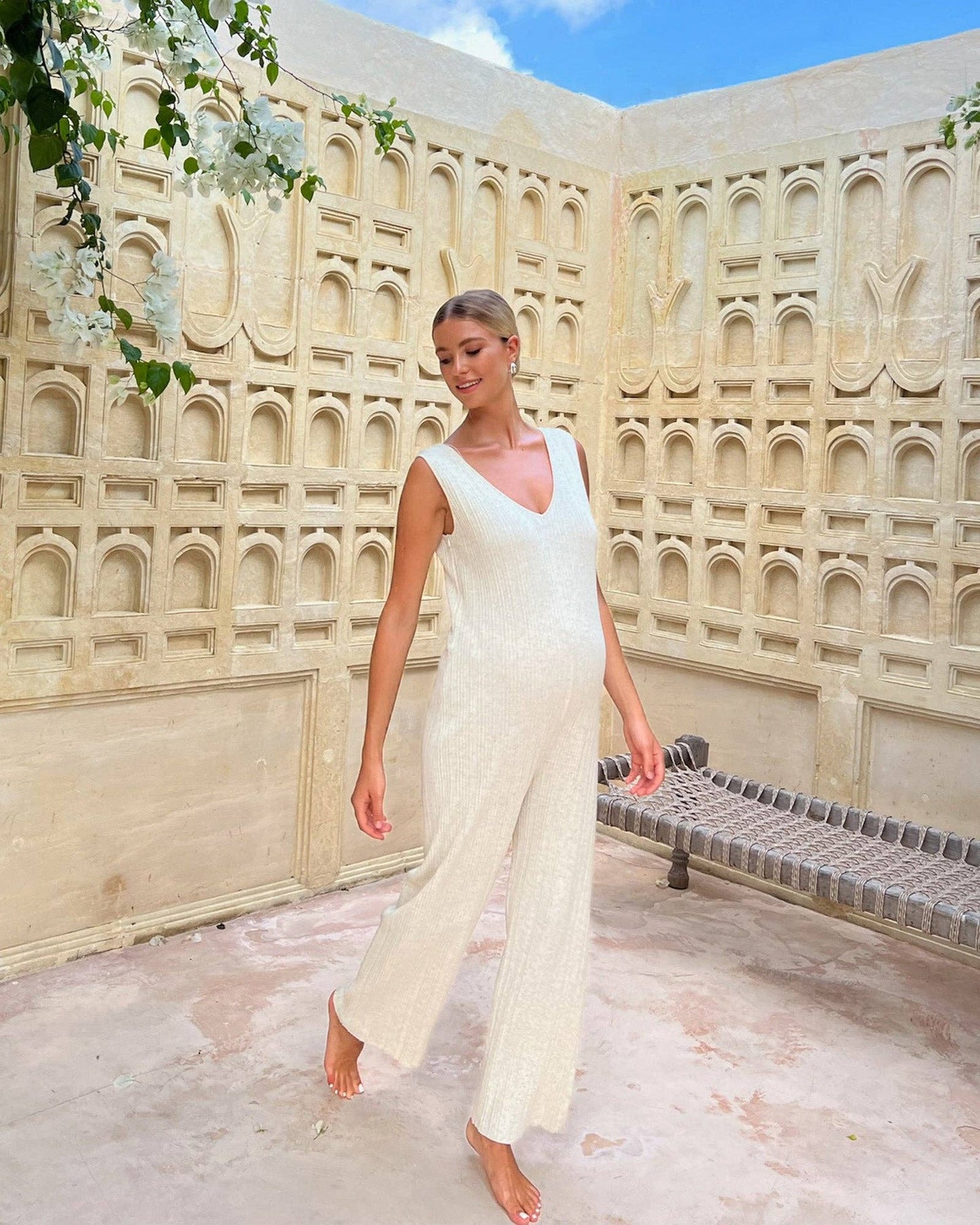 Collete Linen Knit Feeding Jumpsuit