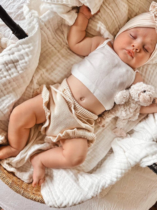 KNIT FRILL BLOOMERS - OAT