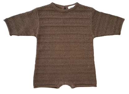 Grown Knitted Pointelle Playsuit - Cafe