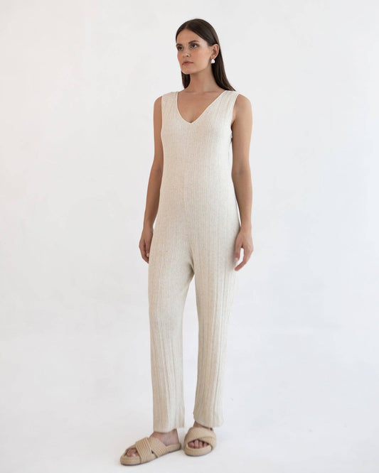 Collete Linen Knit Feeding Jumpsuit
